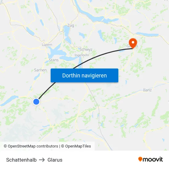 Schattenhalb to Glarus map