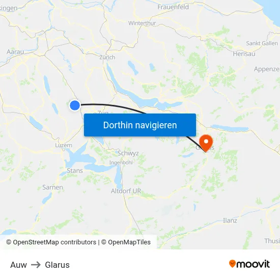 Auw to Glarus map
