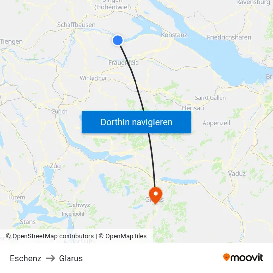 Eschenz to Glarus map
