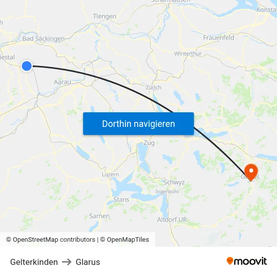 Gelterkinden to Glarus map