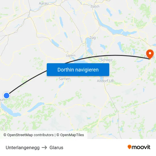 Unterlangenegg to Glarus map