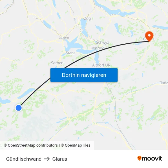 Gündlischwand to Glarus map