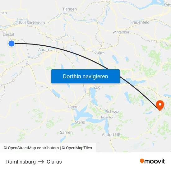 Ramlinsburg to Glarus map