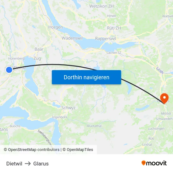 Dietwil to Glarus map