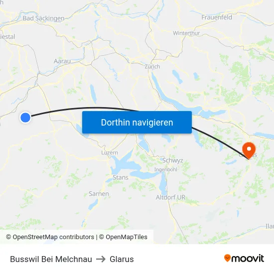 Busswil Bei Melchnau to Glarus map
