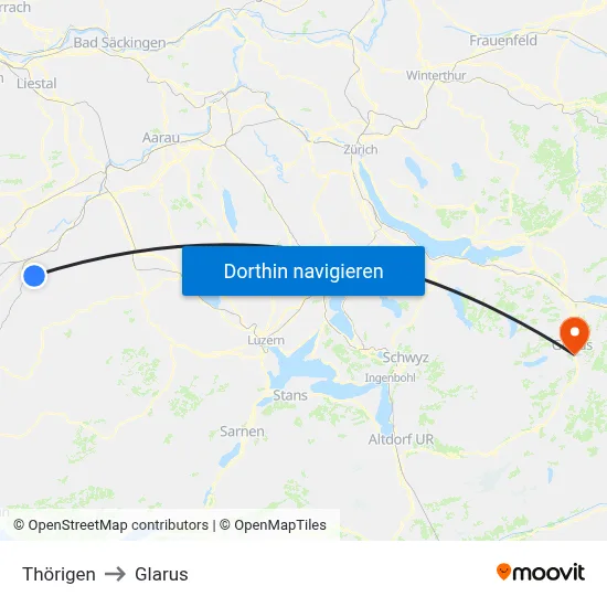 Thörigen to Glarus map