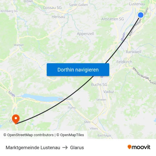 Marktgemeinde Lustenau to Glarus map