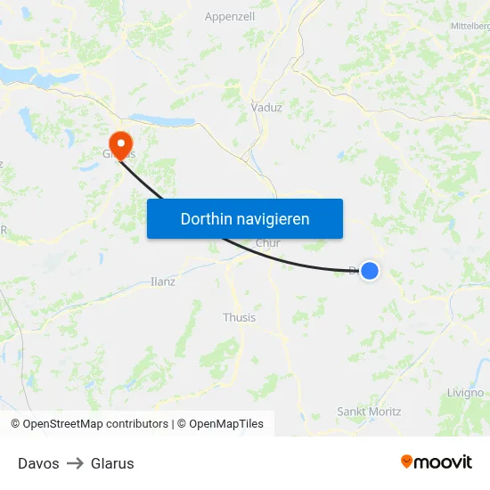 Davos to Glarus map