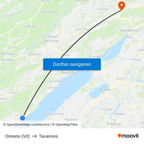 Onnens (Vd) to Tavannes map