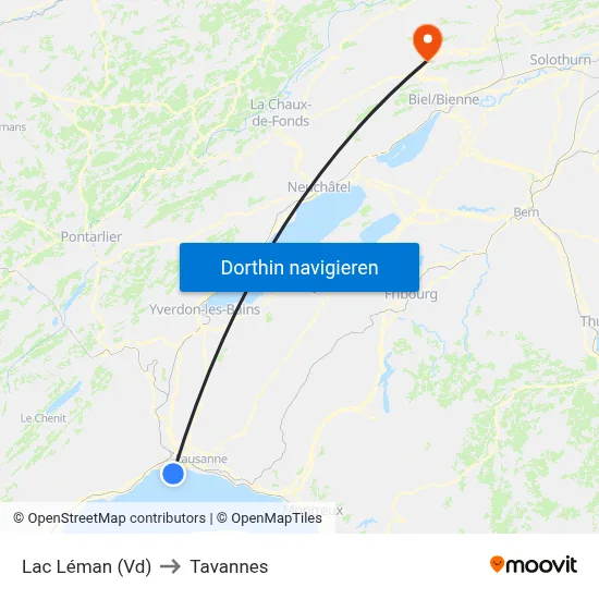 Lac Léman (Vd) to Tavannes map