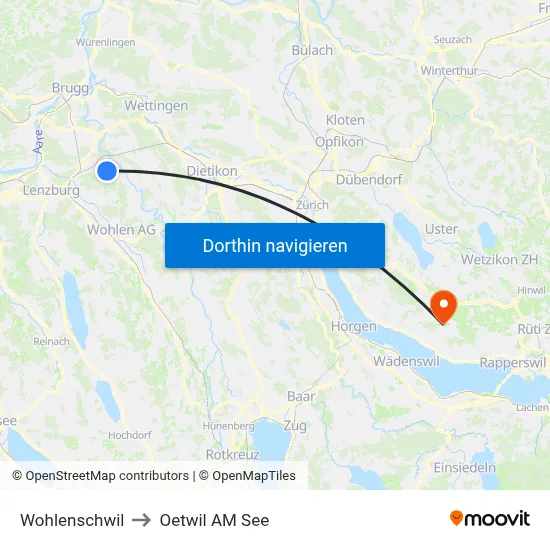Wohlenschwil to Oetwil AM See map