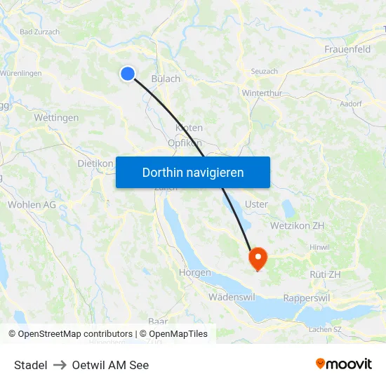 Stadel to Oetwil AM See map