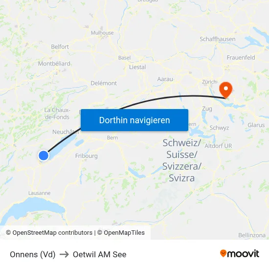 Onnens (Vd) to Oetwil AM See map
