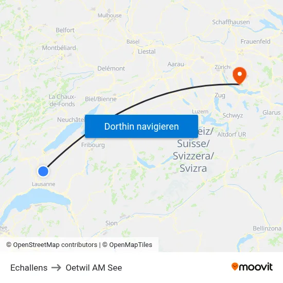 Echallens to Oetwil AM See map