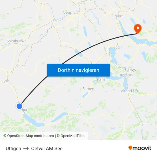 Uttigen to Oetwil AM See map