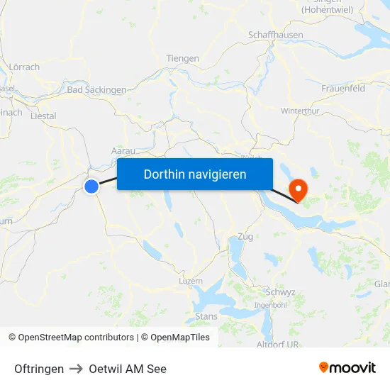 Oftringen to Oetwil AM See map