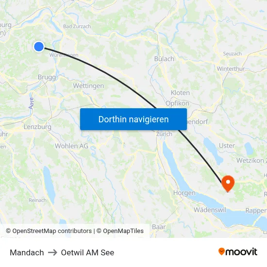 Mandach to Oetwil AM See map