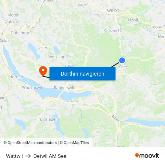 Wattwil to Oetwil AM See map