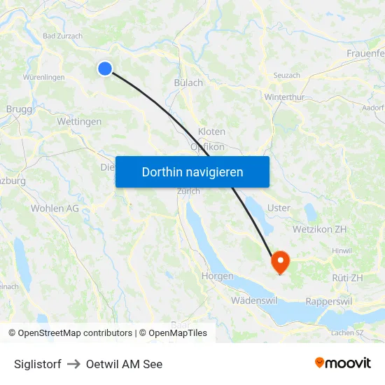 Siglistorf to Oetwil AM See map