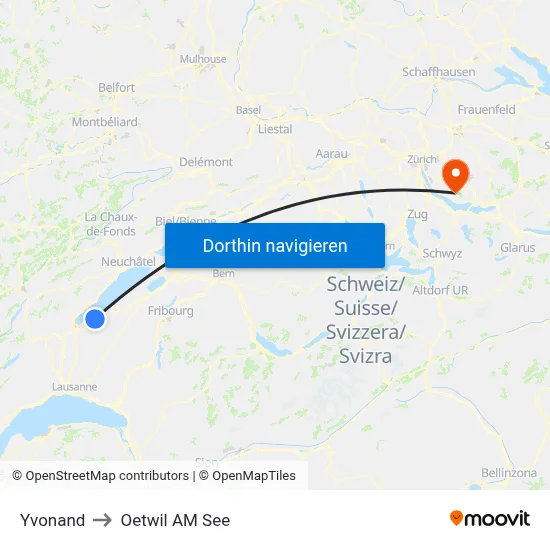 Yvonand to Oetwil AM See map