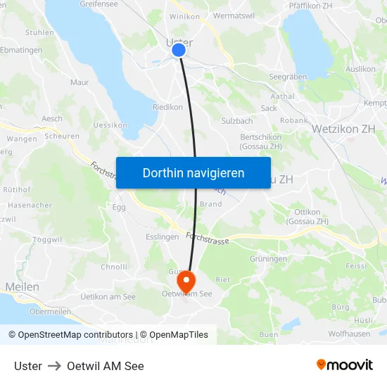 Uster to Oetwil AM See map