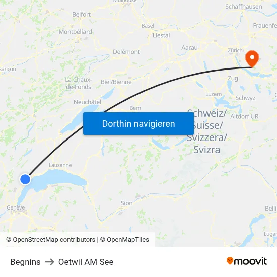 Begnins to Oetwil AM See map