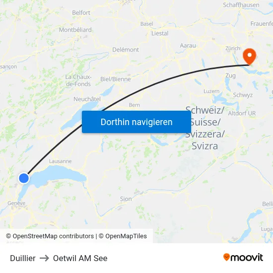 Duillier to Oetwil AM See map