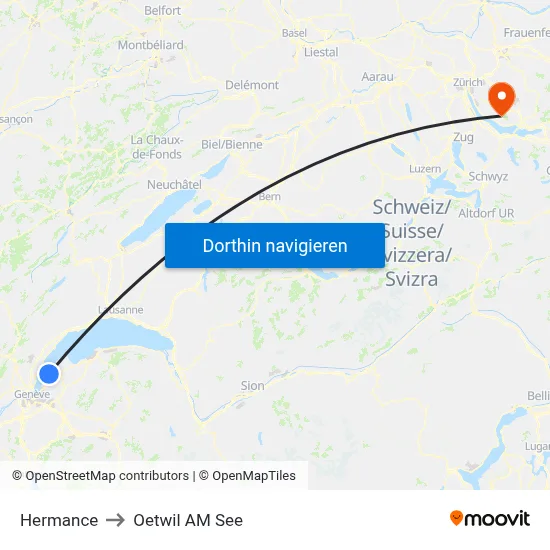 Hermance to Oetwil AM See map