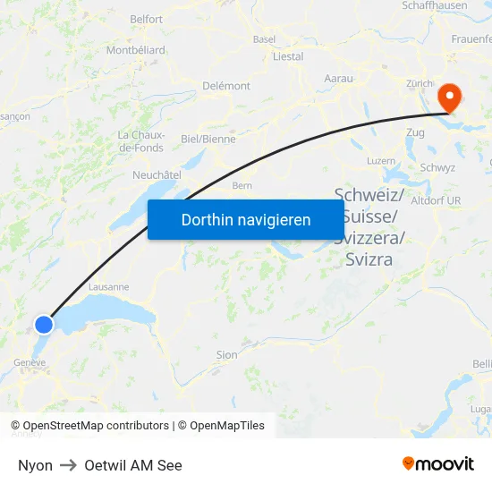 Nyon to Oetwil AM See map