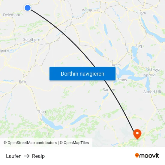 Laufen to Realp map