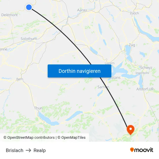 Brislach to Realp map