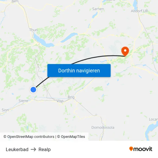 Leukerbad to Realp map