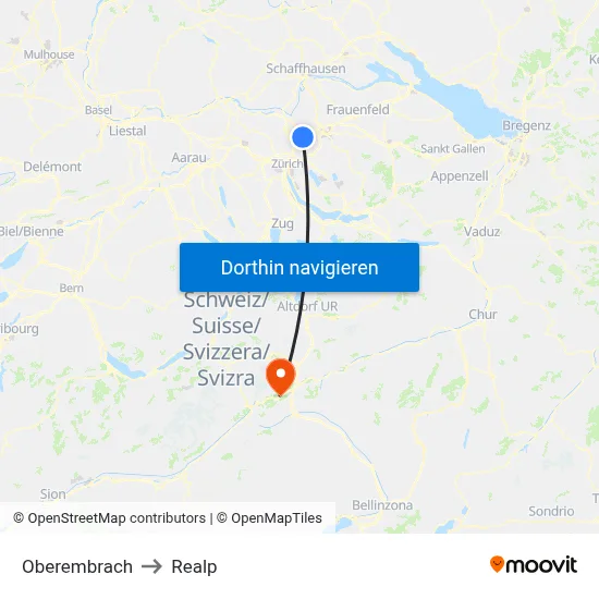 Oberembrach to Realp map