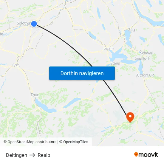Deitingen to Realp map