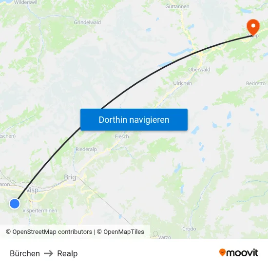 Bürchen to Realp map