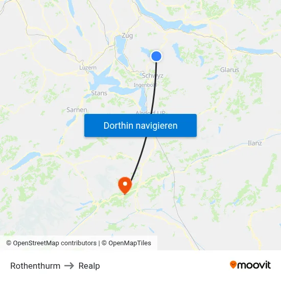 Rothenthurm to Realp map