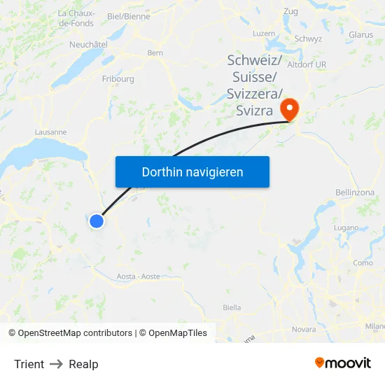 Trient to Realp map
