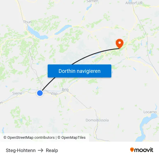Steg-Hohtenn to Realp map