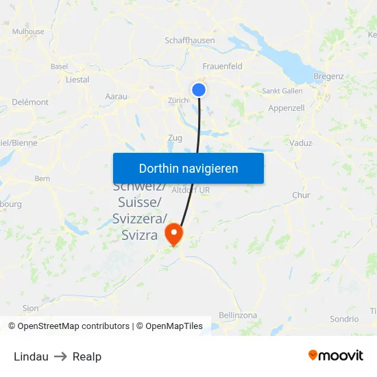 Lindau to Realp map