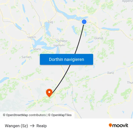 Wangen (Sz) to Realp map