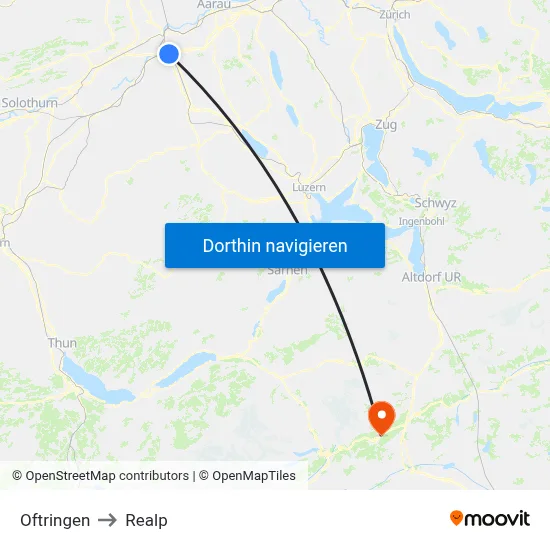 Oftringen to Realp map