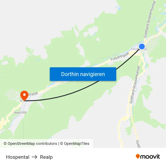 Hospental to Realp map