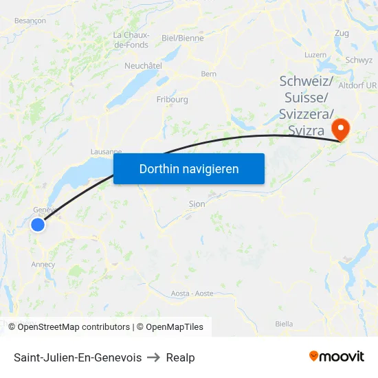 Saint-Julien-En-Genevois to Realp map