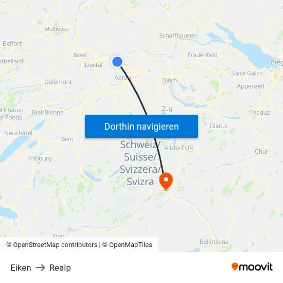 Eiken to Realp map