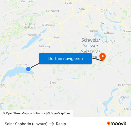 Saint-Saphorin (Lavaux) to Realp map