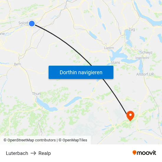Luterbach to Realp map