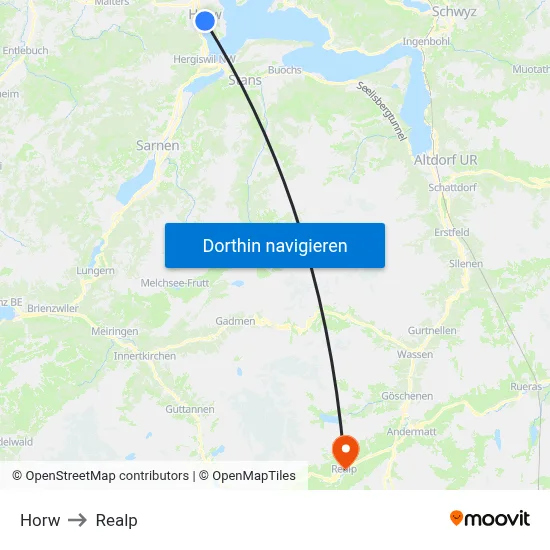 Horw to Realp map