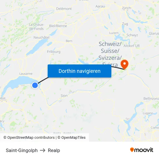 Saint-Gingolph to Realp map