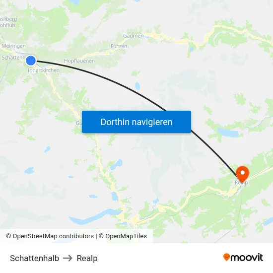 Schattenhalb to Realp map