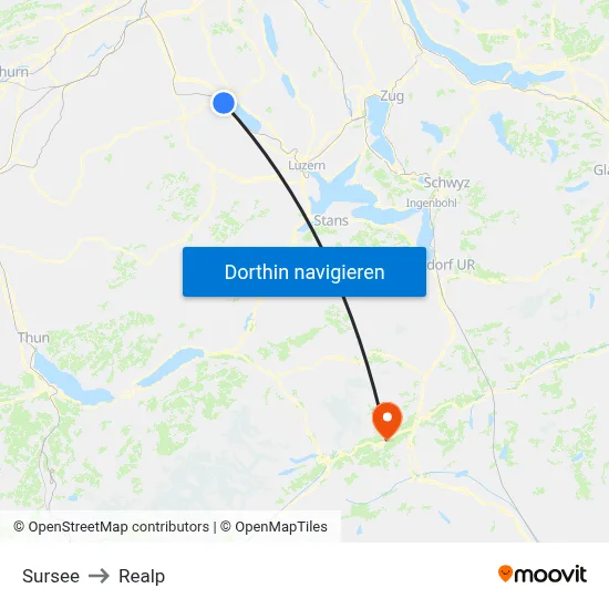 Sursee to Realp map